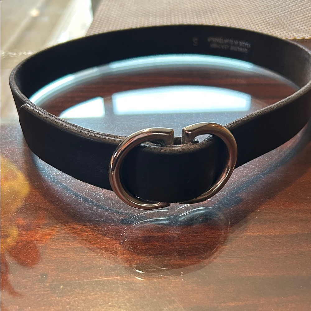 Black Leather Belt with Silver Buckle